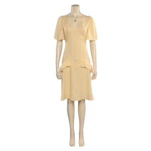 2023 Barbie Margot Robbie Barbie Robe Jaune avec Collier Cosplay Costume